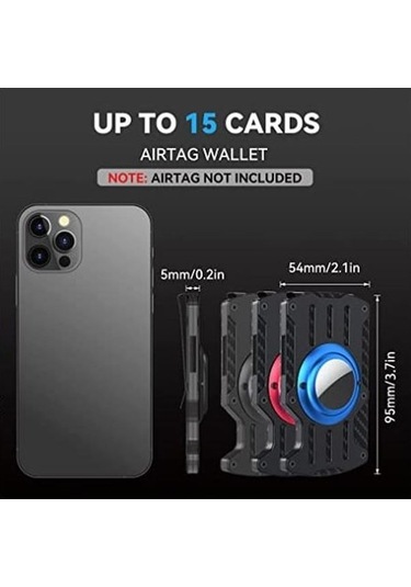 Zyzqstore Xianwen Airtag Tracker Kart Tutucu, Erkekler İçin Ultra İnce Rfıd Siyah Kılıf Siyah