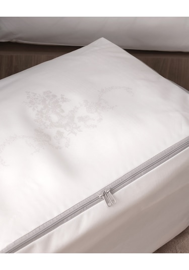 Madame Coco Çiçek Desen Baskılı 2 'li Hurç - Beyaz/gri 8684427147757 Beyaz