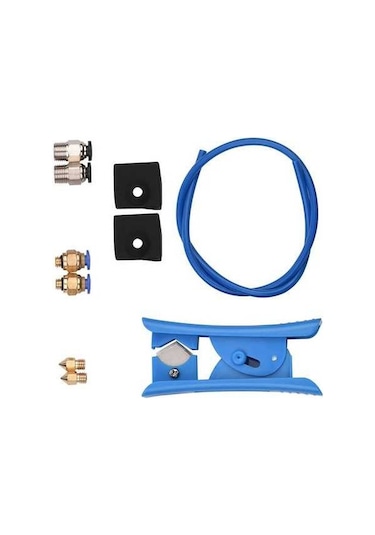 Moly Creality Cr-10/ender 3 İçin Ptfe Boru Seti: 40cm Mavi, 0.4mm Nozzle, Fittingler, Silikon Kılıf Pc4-m6/pc4-m10