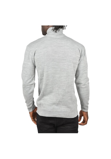 Deepsea Erkek Gri Slim Fit Baklava Desenli Tam Balıkçı Yaka Boğazlı Triko Balıkçı Yaka Kazak 2505507 Gri