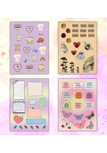 Vintage My Dıy Sticker Book 24 17 Cm 16 Sayfa Özel Tasarım Rengarenk Sticker Kitabı Çok Renkli