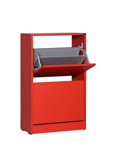 Flat Duo 2 Katlı Ayakkabılık Dolabı - Kırmızı