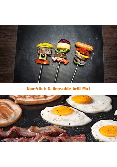 Jeemson 3 Adet Bakır Renkli Barbeque Izgarası Matı - 260 C Isı Dayanıklı, Yemek Tutmayan, Teflon Kaplı, Çok Amaçlı Izgara Ve Fırın Kiti Kahverengi