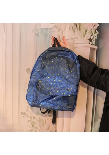 Yıldızlı Geceler Baskılı Sırt Çantası-2106 Altın