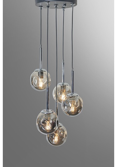 Mona 5 Li Krom-siyah Metal Gövde Füme Camlı Tasarım Lüx Sark... Krom