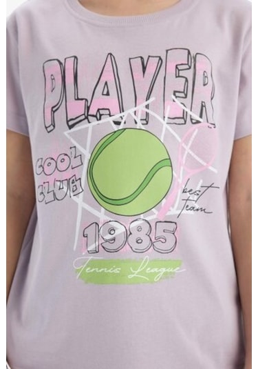 DeFacto Kız Çocuk Bisiklet Yaka Anime Baskılı Kısa Kollu Tişört E0351A825SMPR306 Mor DeFacto Kız Çocuk Bisiklet Yaka Anime Baskılı Kısa Kollu Tişört E0351A825SMPR306 Mor