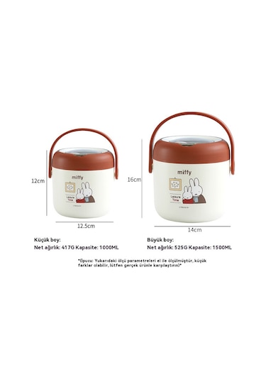 Miffy Paslanmaz Çelik Öğle Yemeği Kutusu Yalıtım Kutusu Büyük Kırmızı