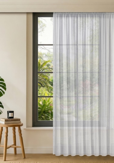 Gauze Fabric Design Bambu İpeksi Dokulu Tül Perde Normal Pile 1 X 2.5 Optik Beyaz