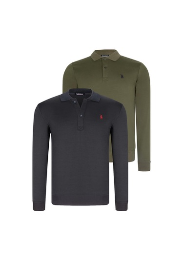 İkili Set V4007 Dewberry Erkek Sweatshırt-lacivert-haki Lacivert-haki