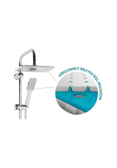 Creavit Luna LN2500 Banyo Bataryası + SH630 Kare Tepe Duş Sistemi Krom