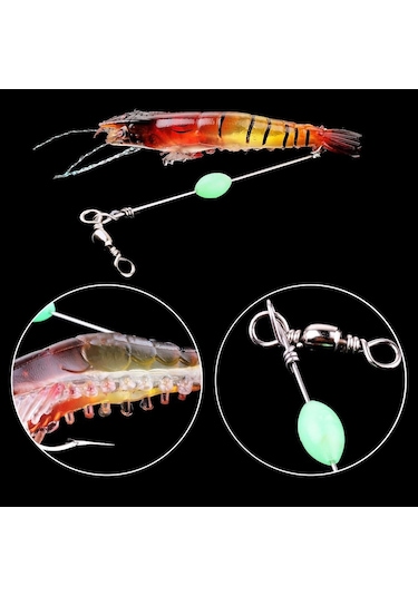 Hengjıa 6 Adet 5.3g/8 Cm Aydınlık Karides Yem Alabalık Bas Pike Yumuşak Lures Boncuk İle