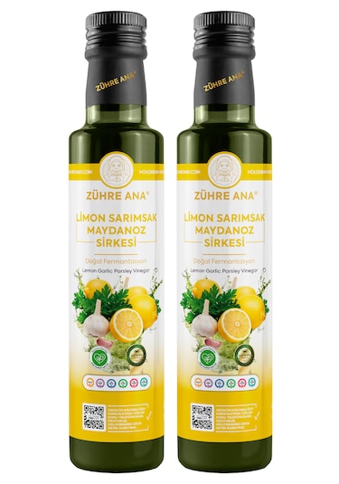 Limon Sarımsak Maydanoz Sirkesi Doğal Fermantasyon Lemon Garlic Parsley Vinegar 500 Ml