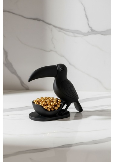 Oxyteez Kuş Figürlü Dekoratif Sunumluk Siyah Renk Reçine Tasarım Ev Ve Ofis Dekorasyonu
