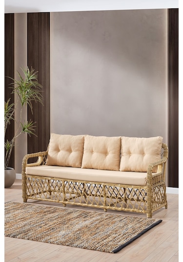 Edra Rattan Puflu Bahçe Balkon Takımı 3+1+1+camlı Masa Cappuccino Cappuccino Edra Rattan Puflu Bahçe Balkon Takımı 3+1+1+camlı Masa Cappuccino Cappuccino