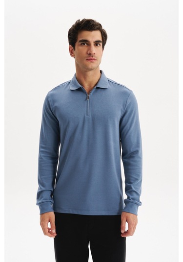 Arma Erkek Basic Slim Fit Fermuarlı Polo Yaka Sweatshirt İnce Modal Pamuk Elastan Karışımlı Örme İnterlok Kumaş K30554989002 Mavi Arma Erkek Basic Slim Fit Fermuarlı Polo Yaka Sweatshirt İnce Modal Pamuk Elastan Karışımlı Örme İnterlok Kumaş K30554989002 Mavi