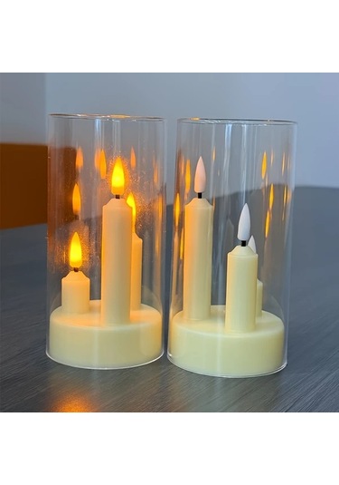 Meridiangoods 2'li Led Dekoratif Işıklar, Titreşen Sıcak Işık Efekti, Pilli Dekoratif Lamba Diğer