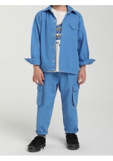 Jack Lions Erkek Çocuk Kargo Cepli Pantolon-15607 Mavi