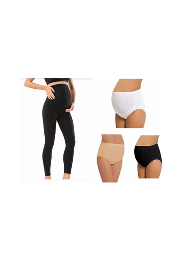 Kadın Dikişsiz Hafif Korseli Bel Ayarlı Siyah Hamile Taytı 1 Aadet Hamile Külodu Hediyeli