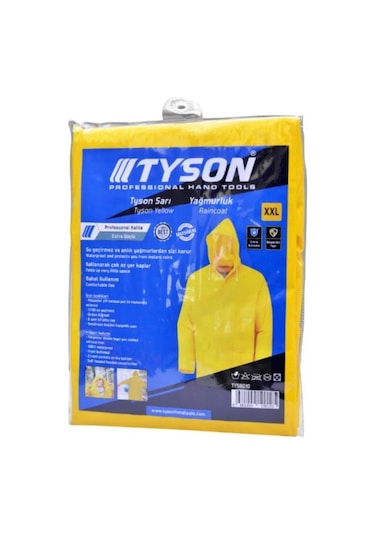 Kupa Tyson Pvc Kaplı Fermuarlı Cepli Premium Sarı Yağmurluk
