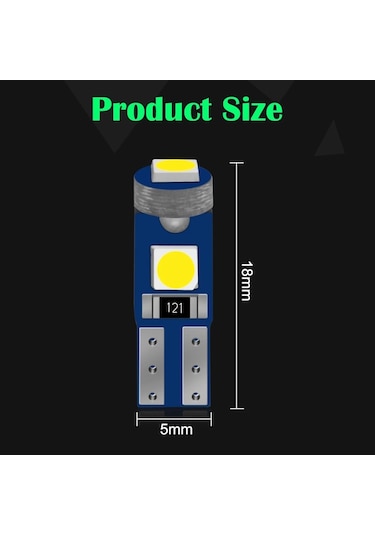 T5 Led Ampul 5 Adet Buz Mavi