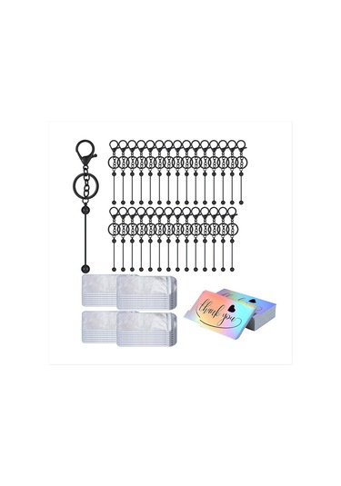 Gatherco Boncuklu Anahtarlık Çubukları Boncuklu Kendin Yap Boş Anahtarlıklar Boncuklu Anahtarlık El Sanatları İçin Metal Boncuklu Anahtarlık