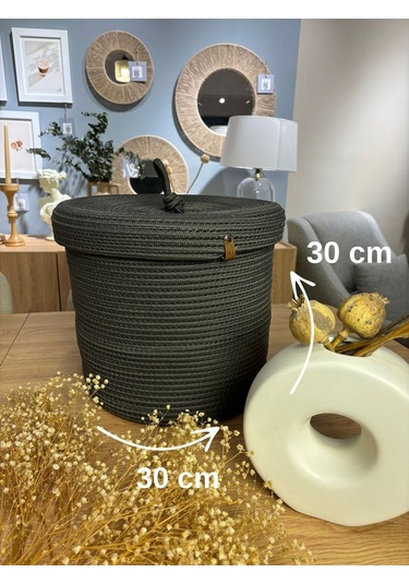 Victor Çok Amaçlı Düzenleyici Kapaklı Sepet,kapaklı Saksılık, Kapaklı Organizer 30x30 - Orta Boy Antrasit