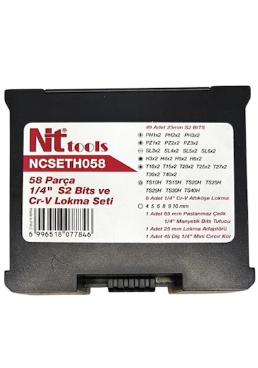 Nt Tools 1/4 S2 Bits Ve Cr-v Lokma Seti 58 Parça