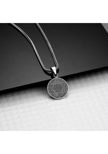 Gümüş Süleyman Mührü Kolye Sl7169 Gümüş