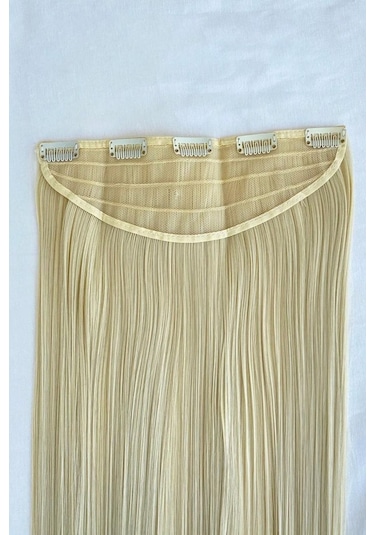 Caş Dekorasyon Isıya Dayanıklı Yarım Ay Saç Çıt Çıt 613 / Düz / Platin Sarı 70cm / 140gr