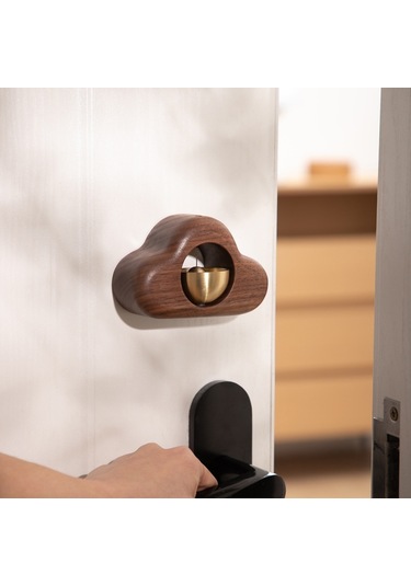 Sones Emiş Kapısı Rüzgar Çanı Manyetik Emiş Kapı Zili Ahşap Dekorasyon, Renk: Ceviz