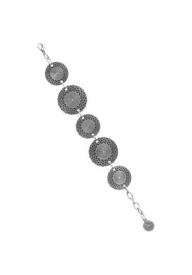 Labalaba Kadın Antik Gümüş Kaplama Ayarlanabilir Zincir Bağlantılı Kesikli Yuvarlak Dokulu Bileklik Gümüş