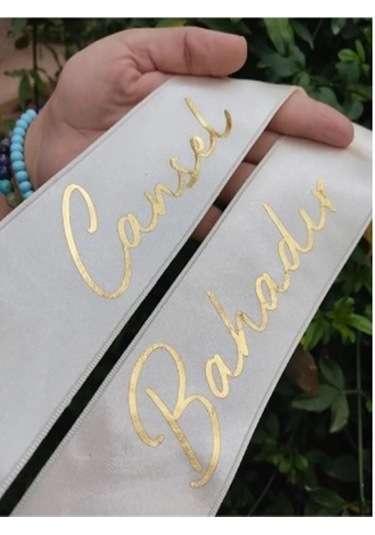 Gelin Damat Isimli Tören Takı Kurdelesi 2 Adet B-37