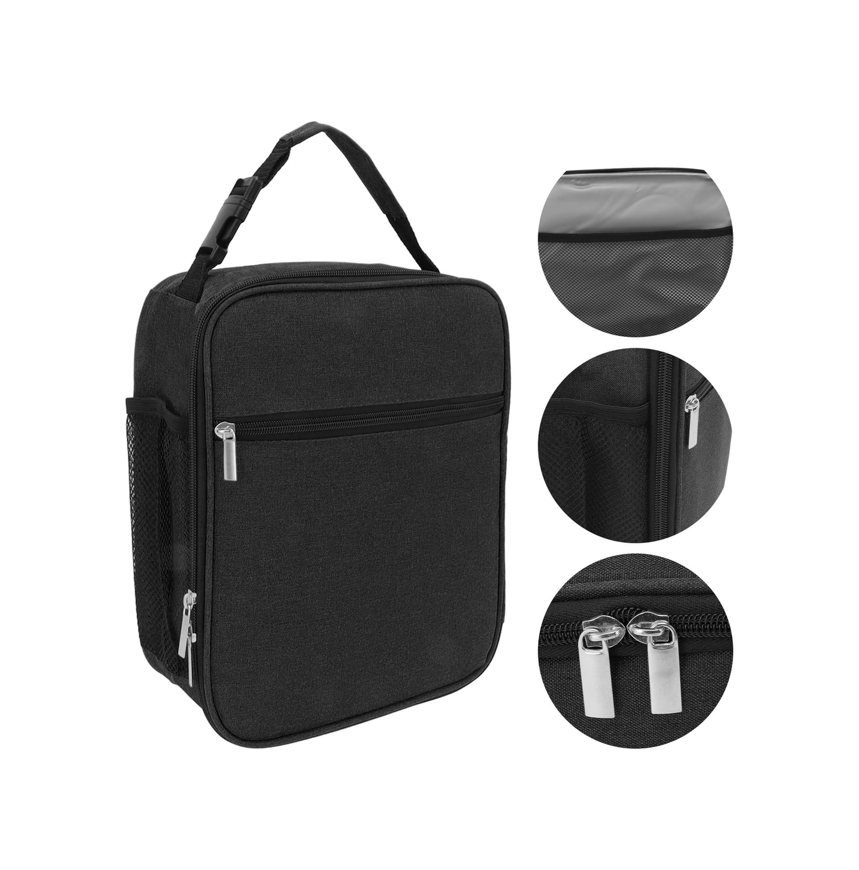 Kosona 6l Isı Yalıtımlı Öğle Yemeği Çantası, Oxford Kumaş, Sızdırmaz, Sıcak-sojuk Tutucu, Outdoor Piknik, Siyah Renk