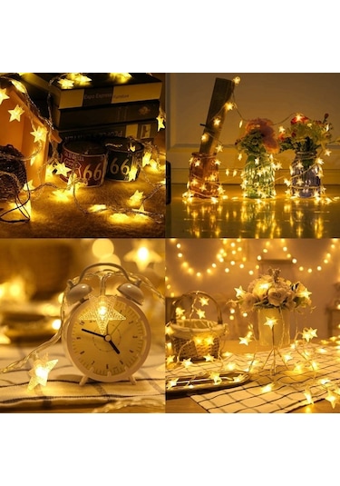 Yıldız Led Dize 3 M Sarı Işık Dekoratif Led Aydınlatma Pilli Ağaç