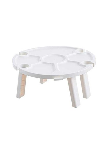 Prestigegoods Portable Folding Picnic Wine Table, White, Pp Material, 30x14.5 Cm Beyaz