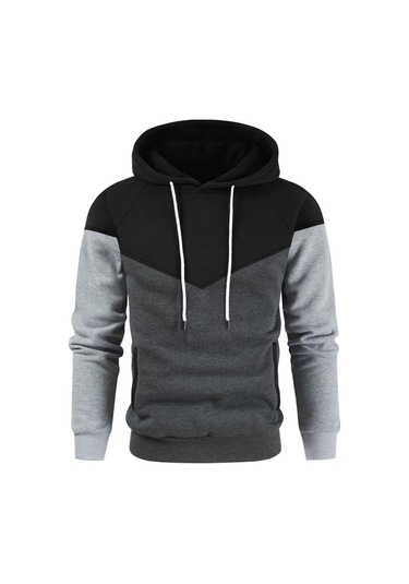 Erkek Patchwork Kapşonlu Kazak Hoodies Giyim Rahat Gevşek Polar Sıcak Sokak Giyimi Erkek Moda Sonbahar Kış Spor Dış Giyim Yeşil