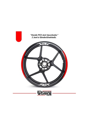 Honda Pcx Motosiklet Jant Şeridi Sticker Set Ay Modeli Kırmızı