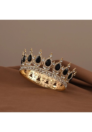 Snapbuy Lüks Prenses Kristal Taç - Gelin Düğün Parti Saç Aksesuarıaçık Sarı Renk