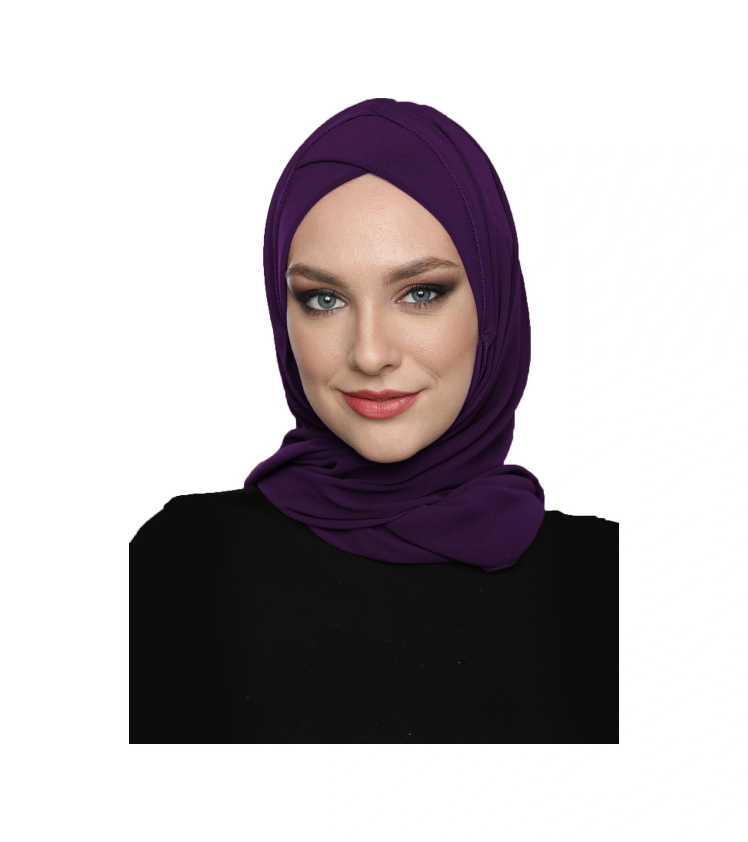 Şallı Takmatik Sade Mor Hazır Türban Tesettür Bone Namaz Örtüsü Mor