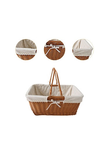 Homyl Taklit Rattan Piknik Sepeti Dokuma Meyve Stil E Çok Renkli