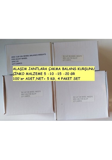 Alaşım Jantlara Çakma Balans Kurşunu - Çinko Malzeme 5-10-15-20 Gr