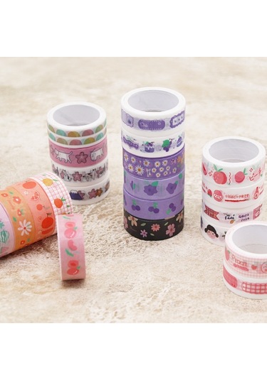 60rolls/box 42001 Karikatür Desen El Hesabı Bant Seti Günlük El Kitabı Dıy Washi Malzemesi, Size:60rolls/box 42001 Diğer