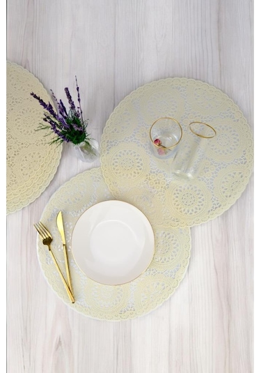 Digithome Acar 6 Lı Amerikan Servisi Supla Yuvarlak Krem 38 Cm Acr-279 C320.033 Krem