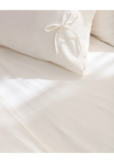 Madame Coco Relief Çift Kişilik %100 Pamuk Bağlamalı Nevresim Takımı - Ekru/kırmızı Çok Renkli