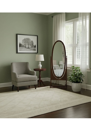 Rivoli Ayaklı Ahşap Oval Boy Aynası 58x165 Ceviz