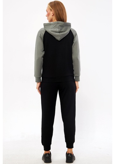Trendhill Kadın Siyah Kapüşonlu Modal Scuba Eşofman Takm Edy5542s Siyah