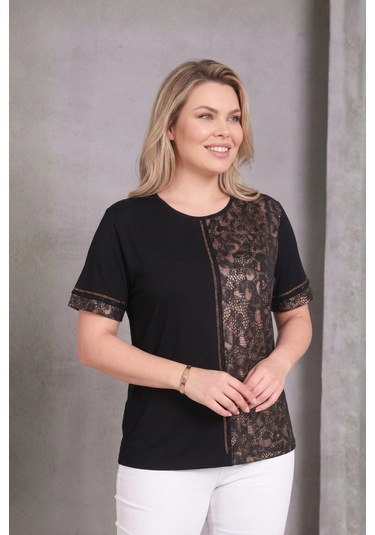 Aytemas Leopar Desenli Taş Detaylı Bluz Siyah/leopar