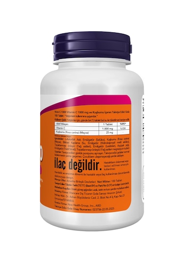 Now C-1000 With Rose Hips Vitamin C 1000mg 100 Tablet