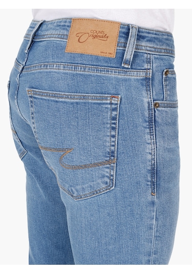 Colins 044 Karl Düz Fit Düşük Bel Düz Paça Jean Mavi Erkek Pantolon Mavi