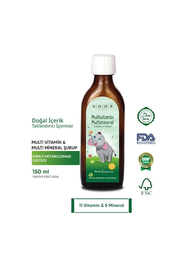 Voop Multivitamin Multimineral Portakal Aromalı Şurup 150 ML